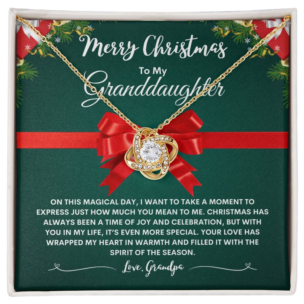 Grandpa To Granddaughter Necklace GREEN (Love Knot)