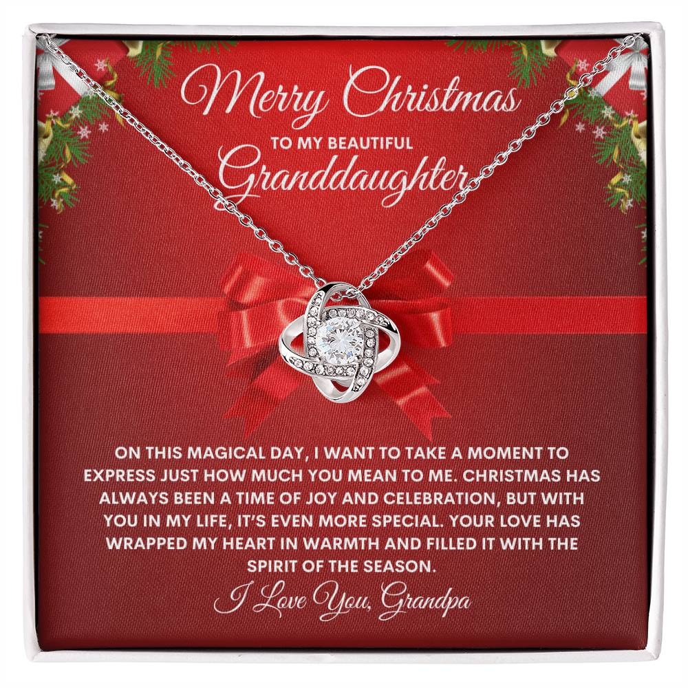 Grandpa To Granddaughter Necklace RED (Love Knot)