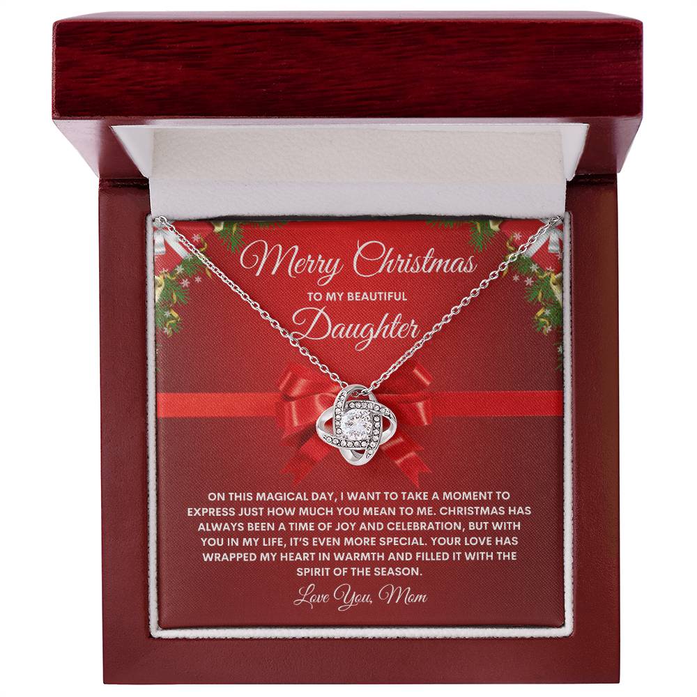 Mom To Daughter Necklace RED (Love Knot)