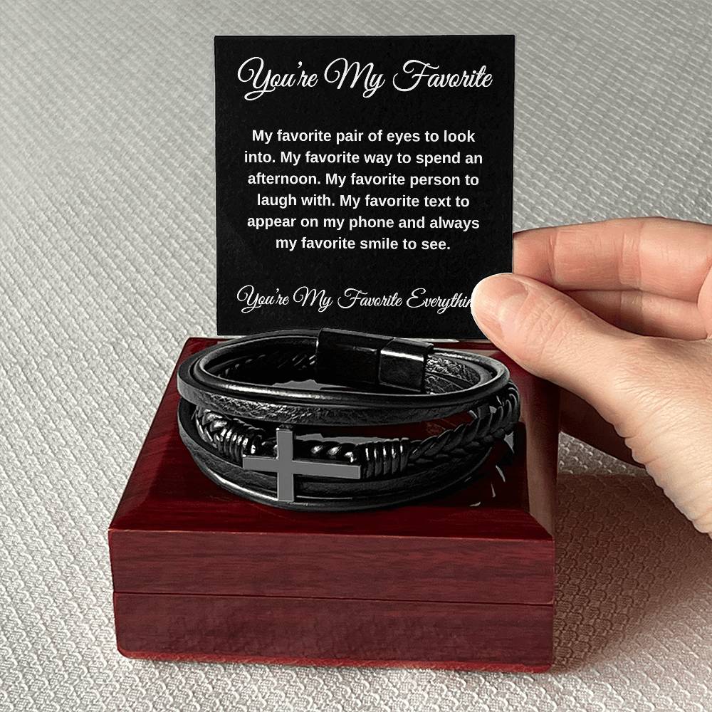 You're My Favorite Everything! BLACK CARD Cross Bracelet