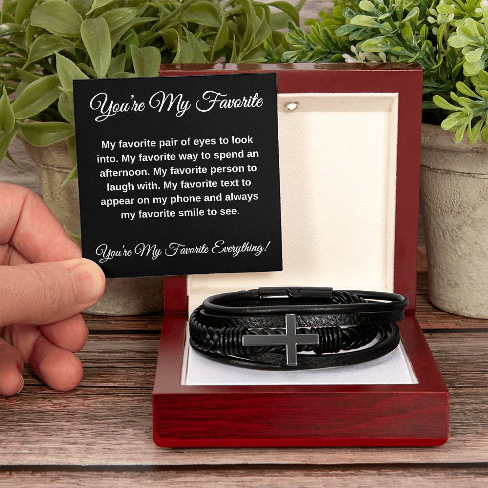 You're My Favorite Everything! BLACK CARD Cross Bracelet