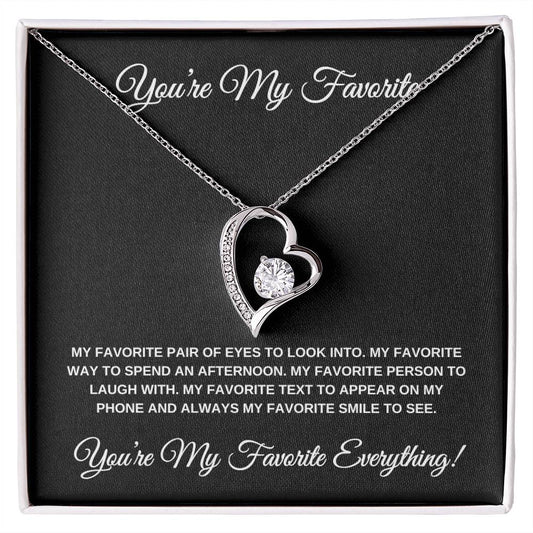 You're My Favorite! Black Card Heart Pendant