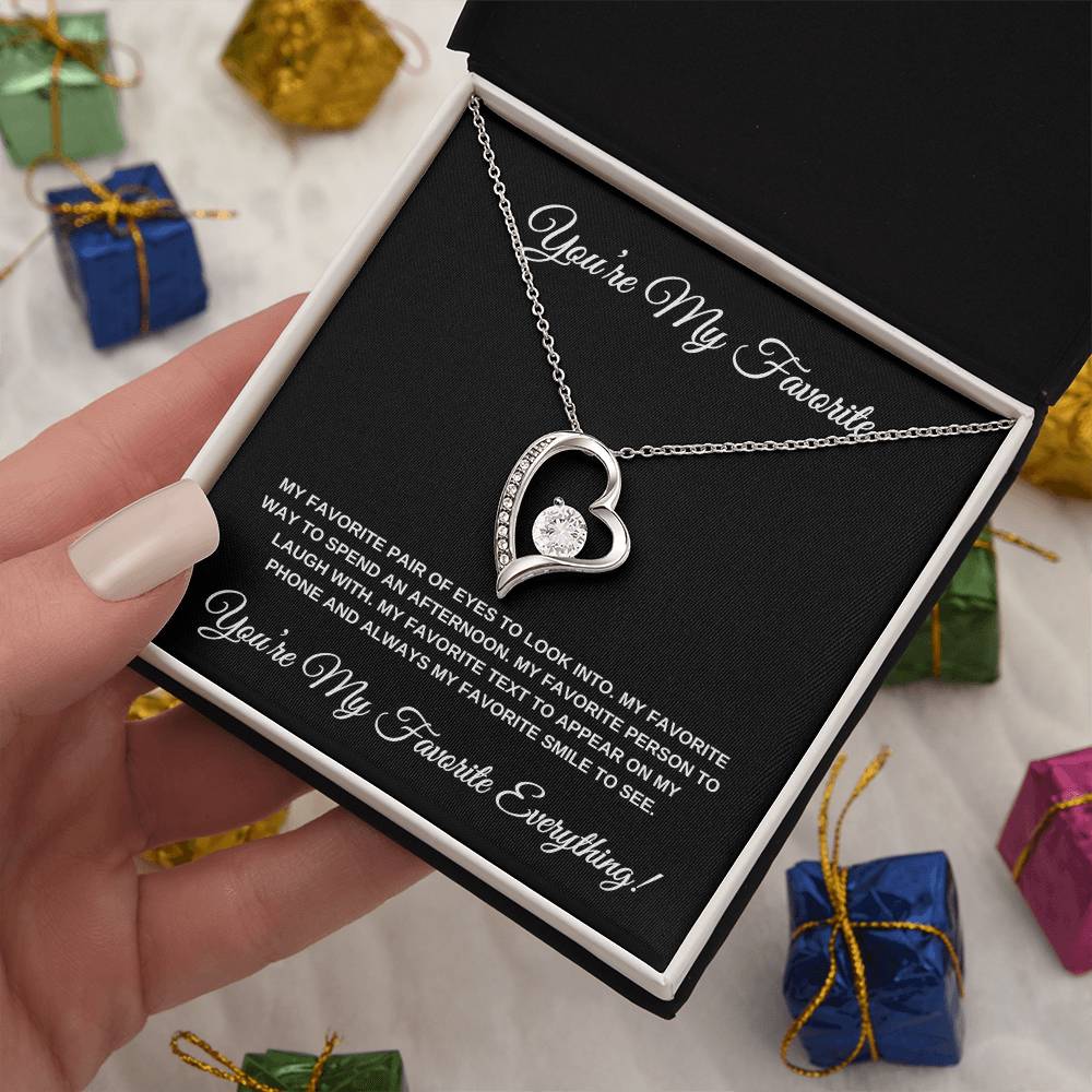 You're My Favorite! Black Card Heart Pendant
