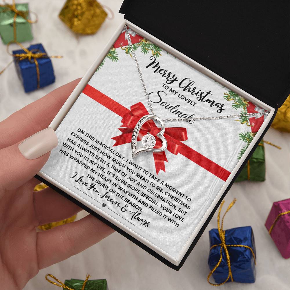 Merry Christmas to My Soulmate! Heart Pendant