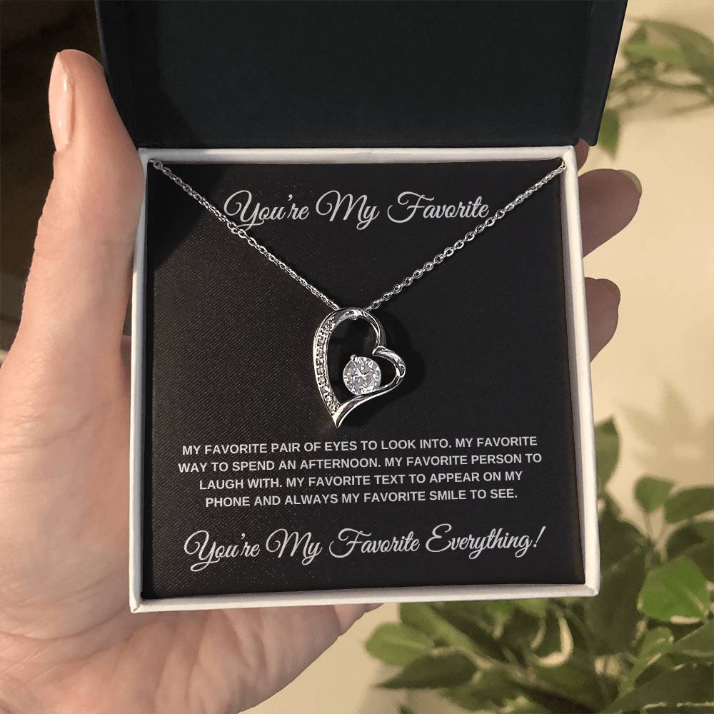 You're My Favorite! Black Card Heart Pendant