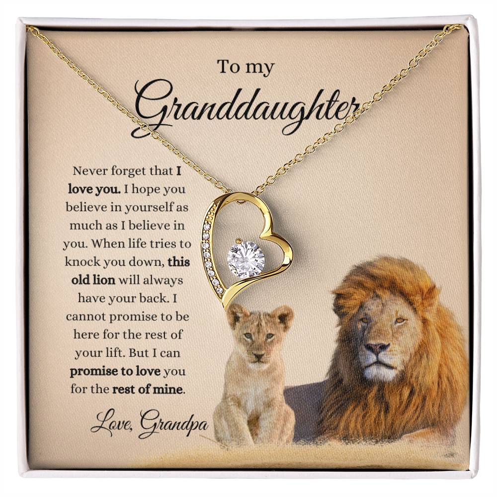 Grandpa To Granddaughter LION Necklace (Heart Pendant)