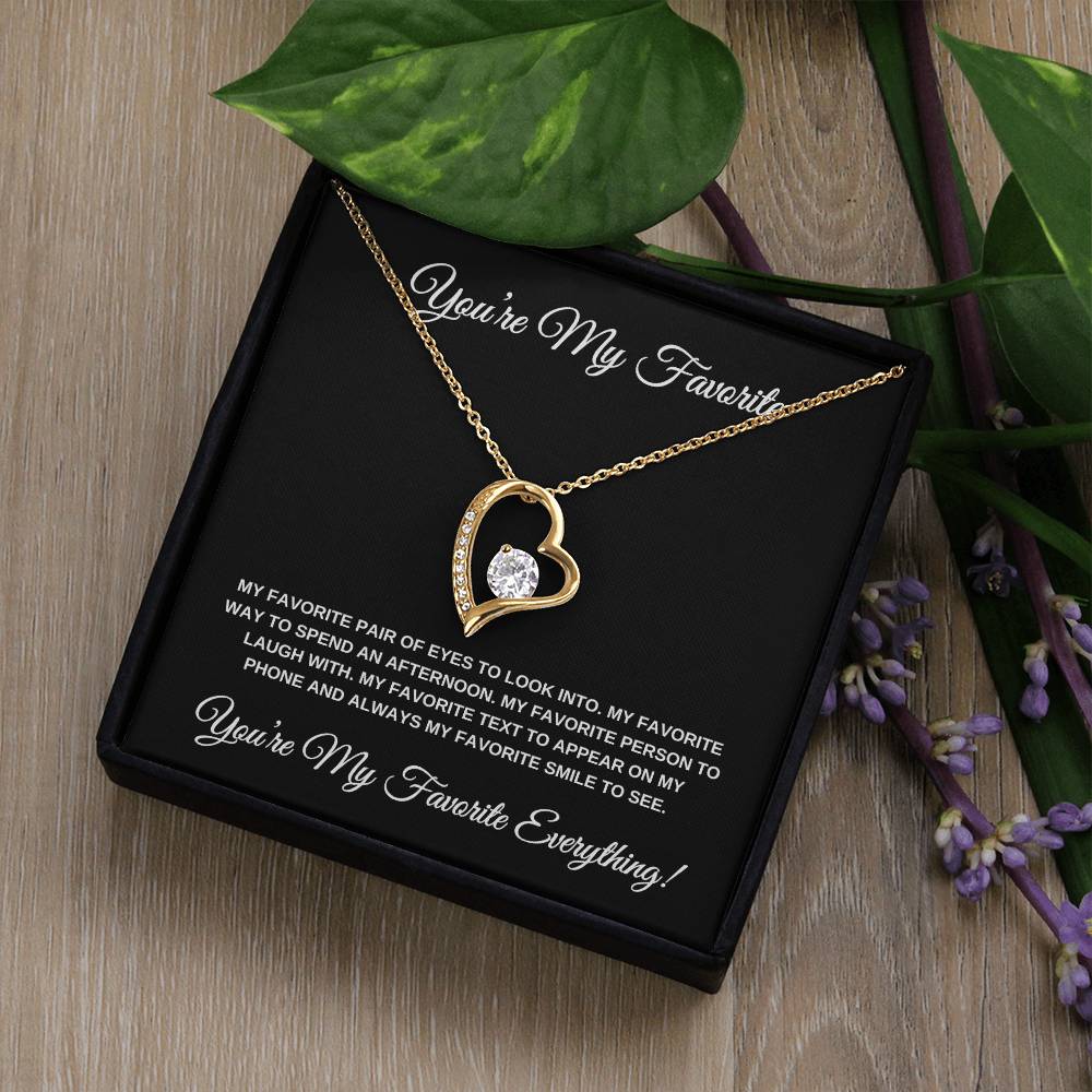 You're My Favorite! Black Card Heart Pendant