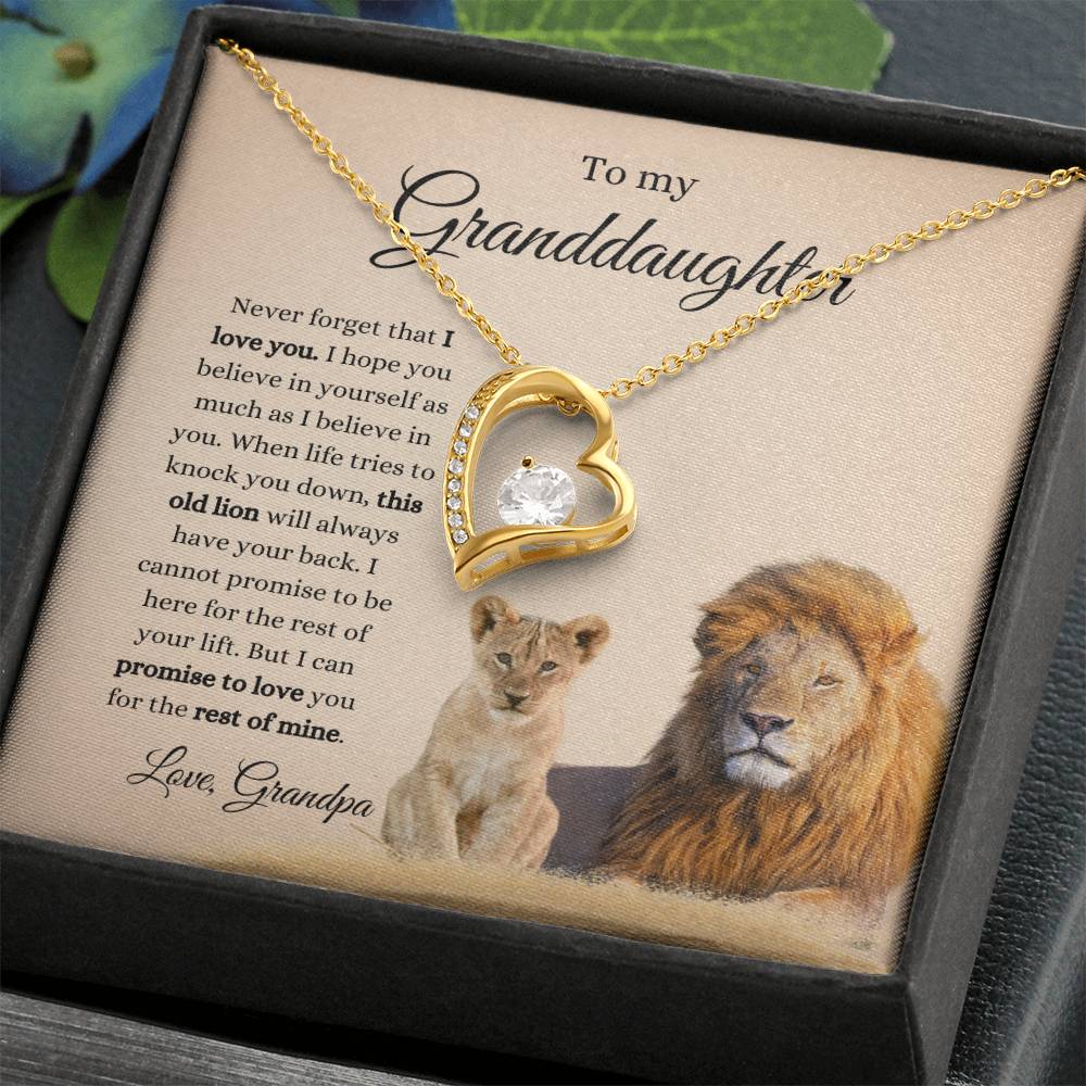 Grandpa To Granddaughter LION Necklace (Heart Pendant)