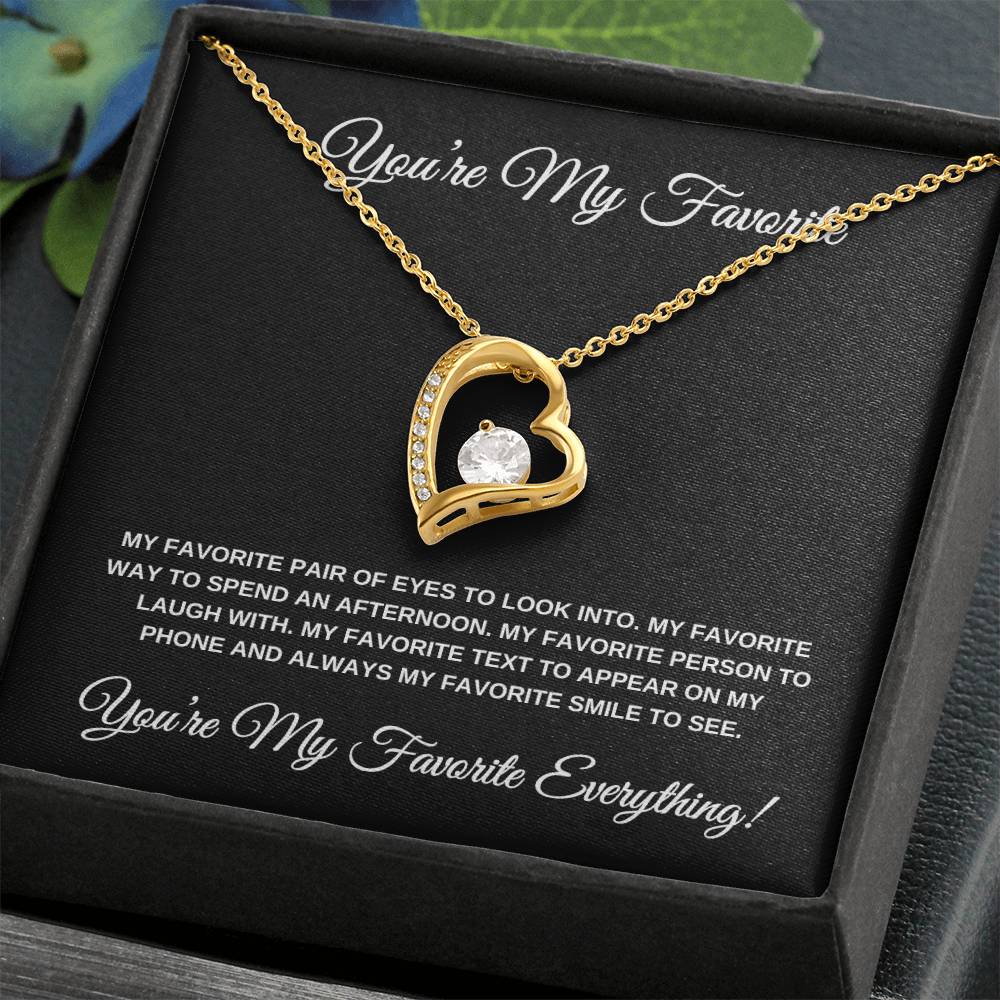 You're My Favorite! Black Card Heart Pendant