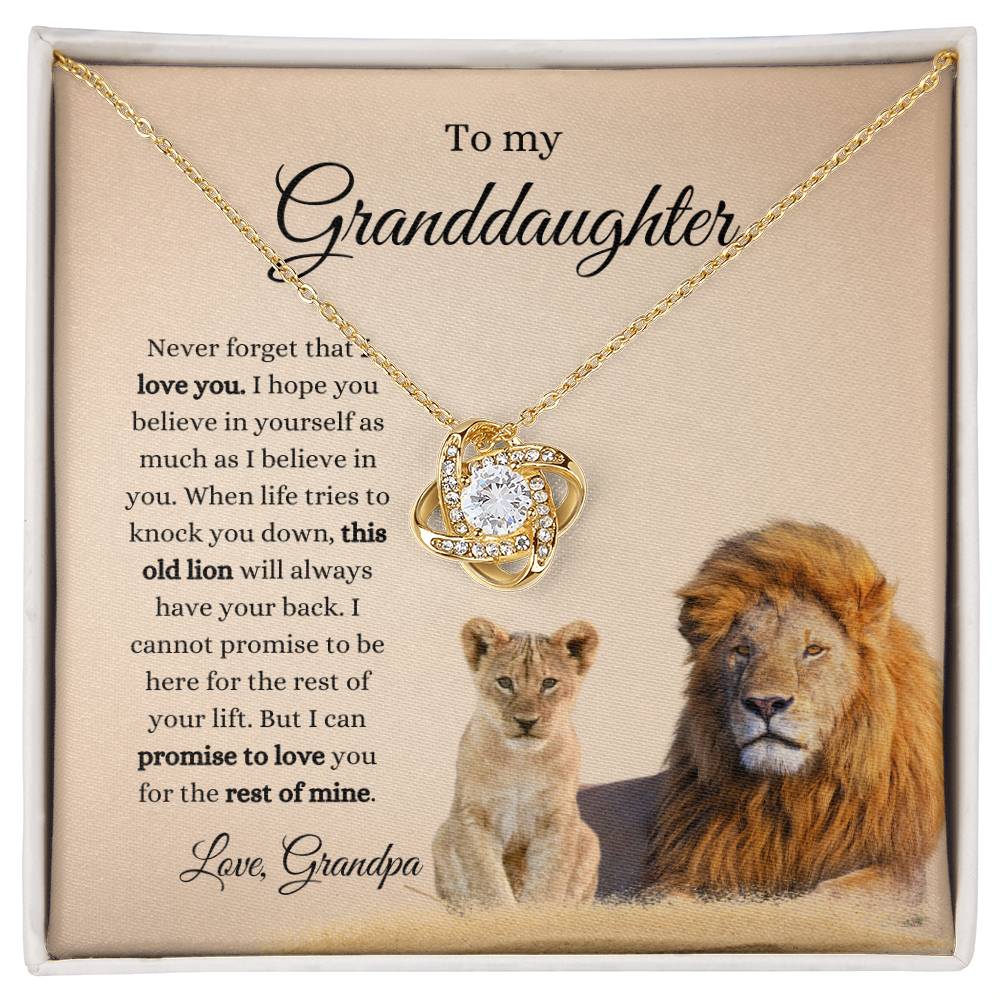 Grandpa To Granddaughter LION Necklace (Love Knot)