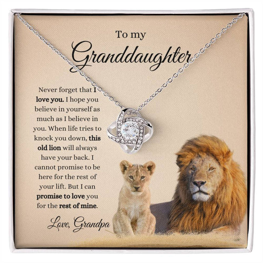 Grandpa To Granddaughter LION Necklace (Love Knot)