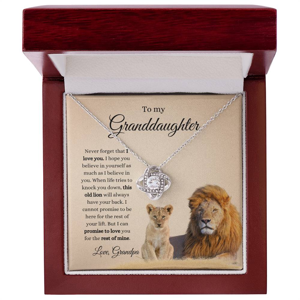 Grandpa To Granddaughter LION Necklace (Love Knot)