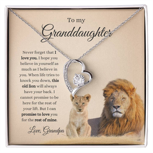 Grandpa To Granddaughter LION Necklace (Heart Pendant)