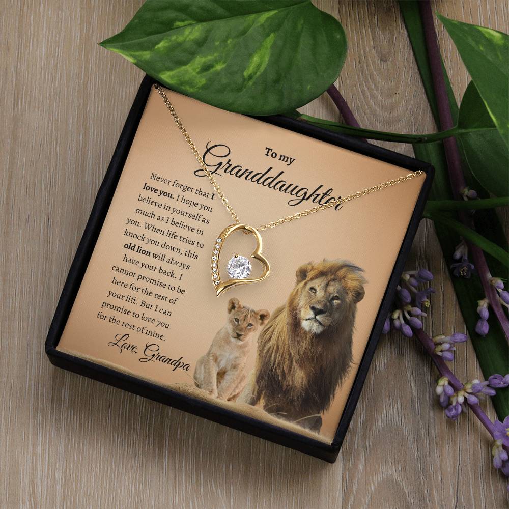 Grandpa To Granddaughter LION (Heart Pendant)